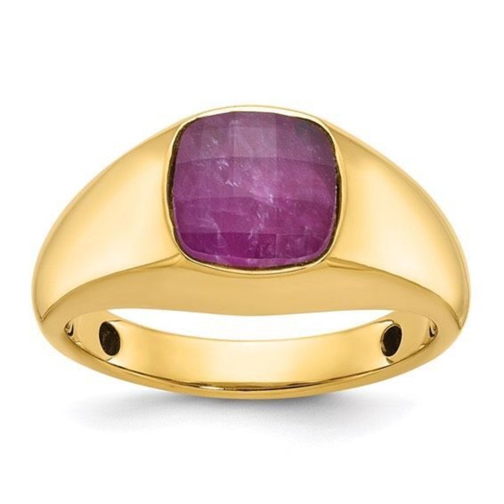 Men’s Ruby Doublet Stone 10k Gold RIng